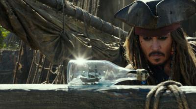 Johnny Depp as Jack Sparrow aboard the 'Black Pearl'.