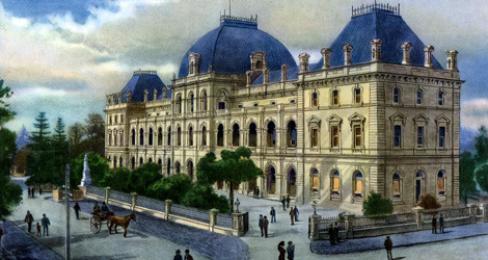 An early artist's rendering of Parliament House also int he late 1800s. 