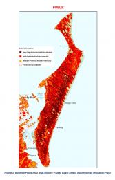 A guide map to fire-prone areas published in the K'gari Fraser Island Bushfire Review Report.