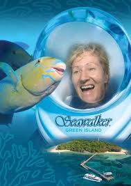 It's hard to tell who is having the most fun ... the Seawalker customers or the tropical fish.